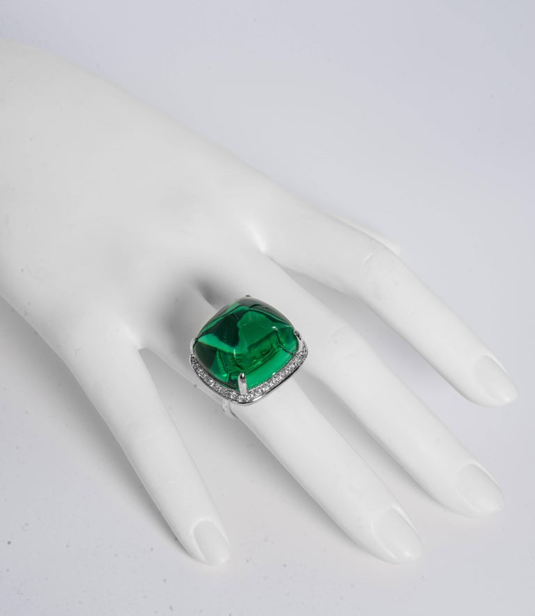 Costume Jewelry On Sale!!! Art Deco Style Large Cabochon Emerald CZ