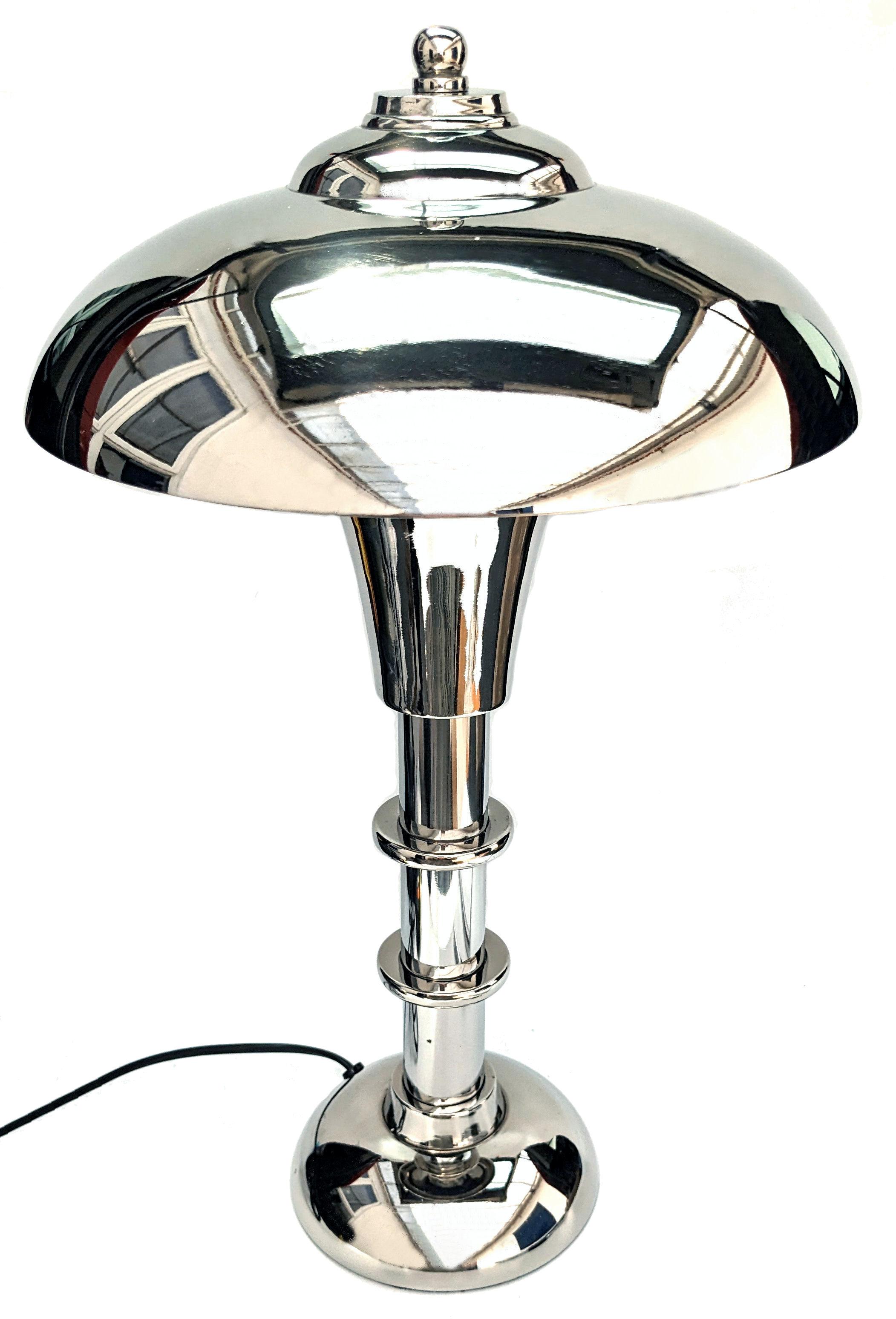 This is a perfect opportunity to acquire a pair of unique Machine Age style Art Deco table lamps, not mass produced these are handmade and hand polished to an extremely high standard in the UK of very small quantity, cast in solid aluminum, batches
