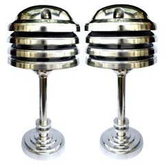 Art Deco Style Large Matching Pair of Machine Age Industrial Table Lamps