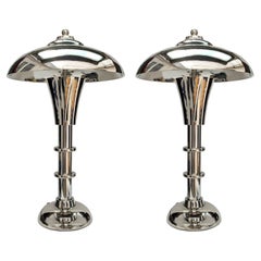 Art Deco Style Large Matching Pair of Machine Age Industrial Table Lamps