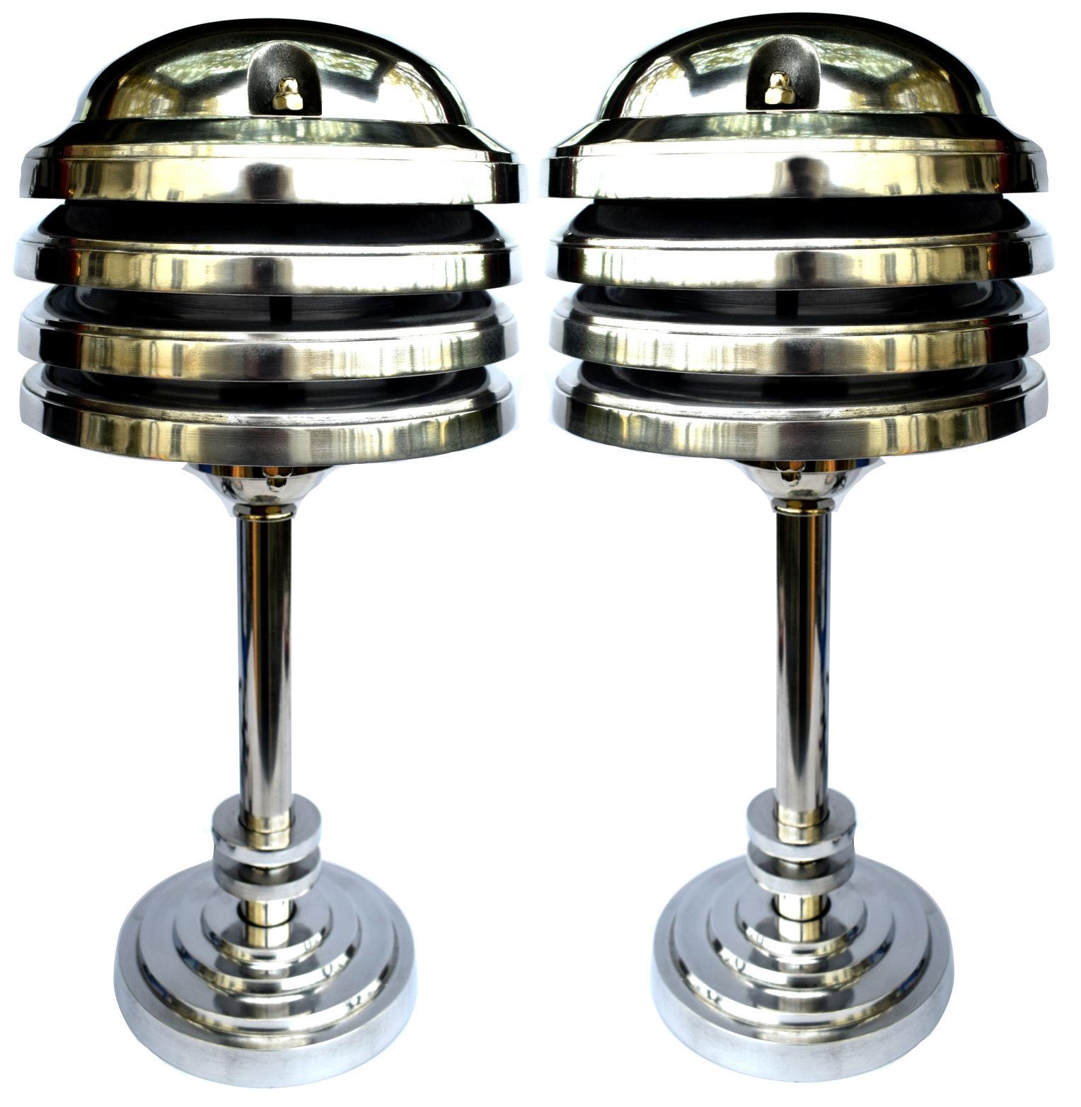 Art Deco Style Large Pair of Machine Age Industrial Table Lamps 2