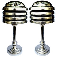 Art Deco Style Large Pair of Machine Age Industrial Table Lamps