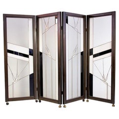 Art Deco Style Leaded Glass and Wood Screen by Poliarte