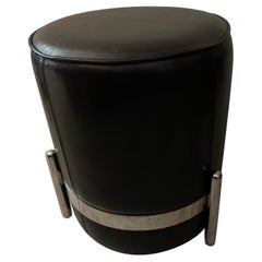 Tabouret Art Déco en cuir et chrome