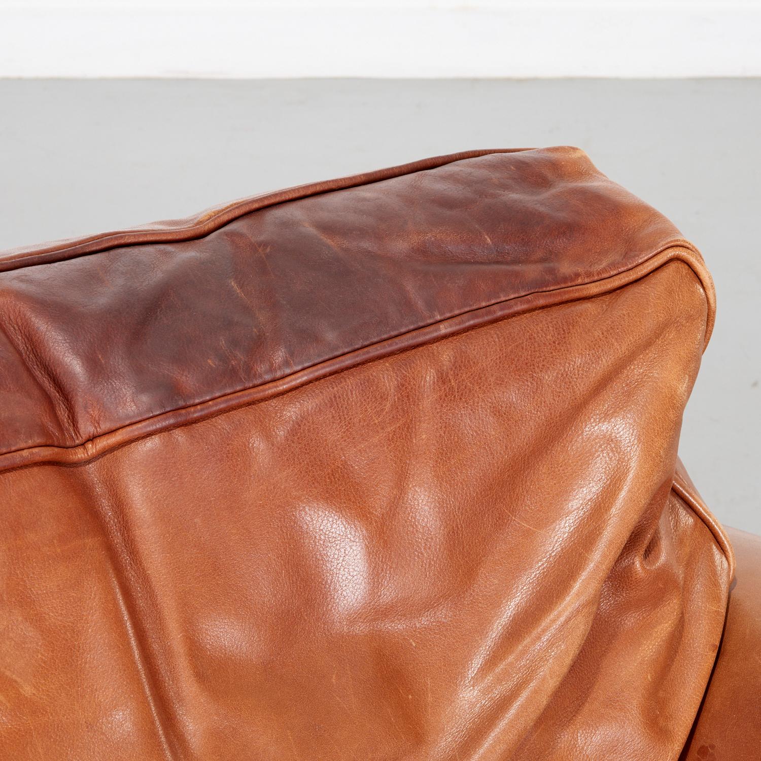 Art Deco Style Leather Club Chair From The Estate of Artist Philip Pearlstein In Good Condition For Sale In Morristown, NJ