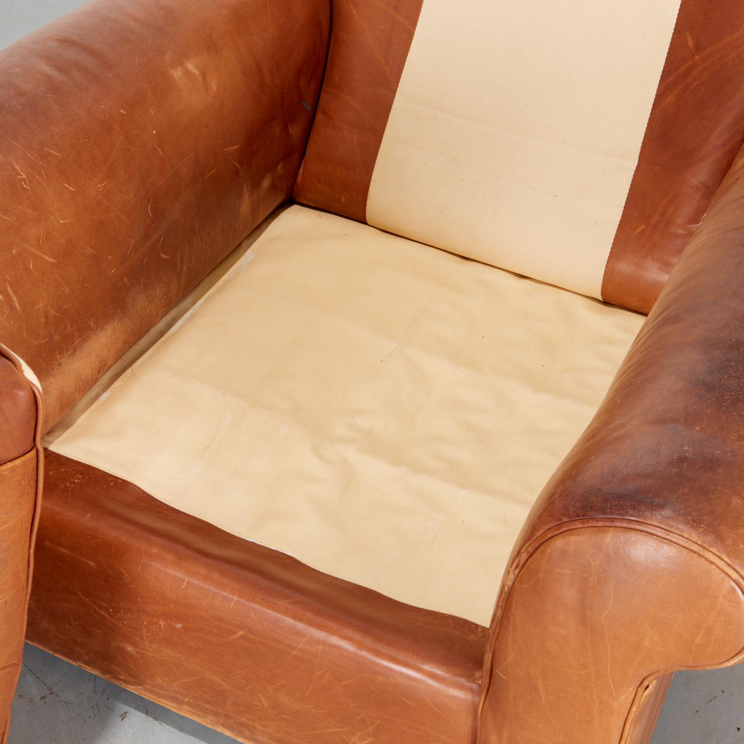 Art Deco Style Leather Club Chair From The Estate of Artist Philip Pearlstein For Sale 1