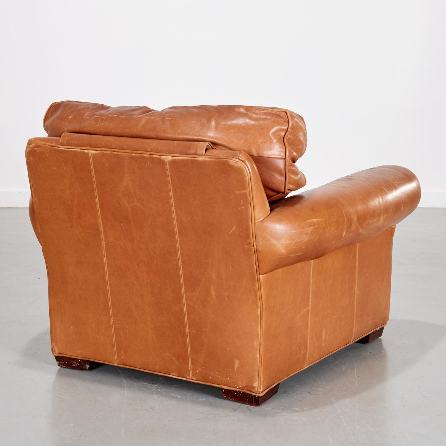 Art Deco Style Leather Club Chair From The Estate of Artist Philip Pearlstein For Sale 2