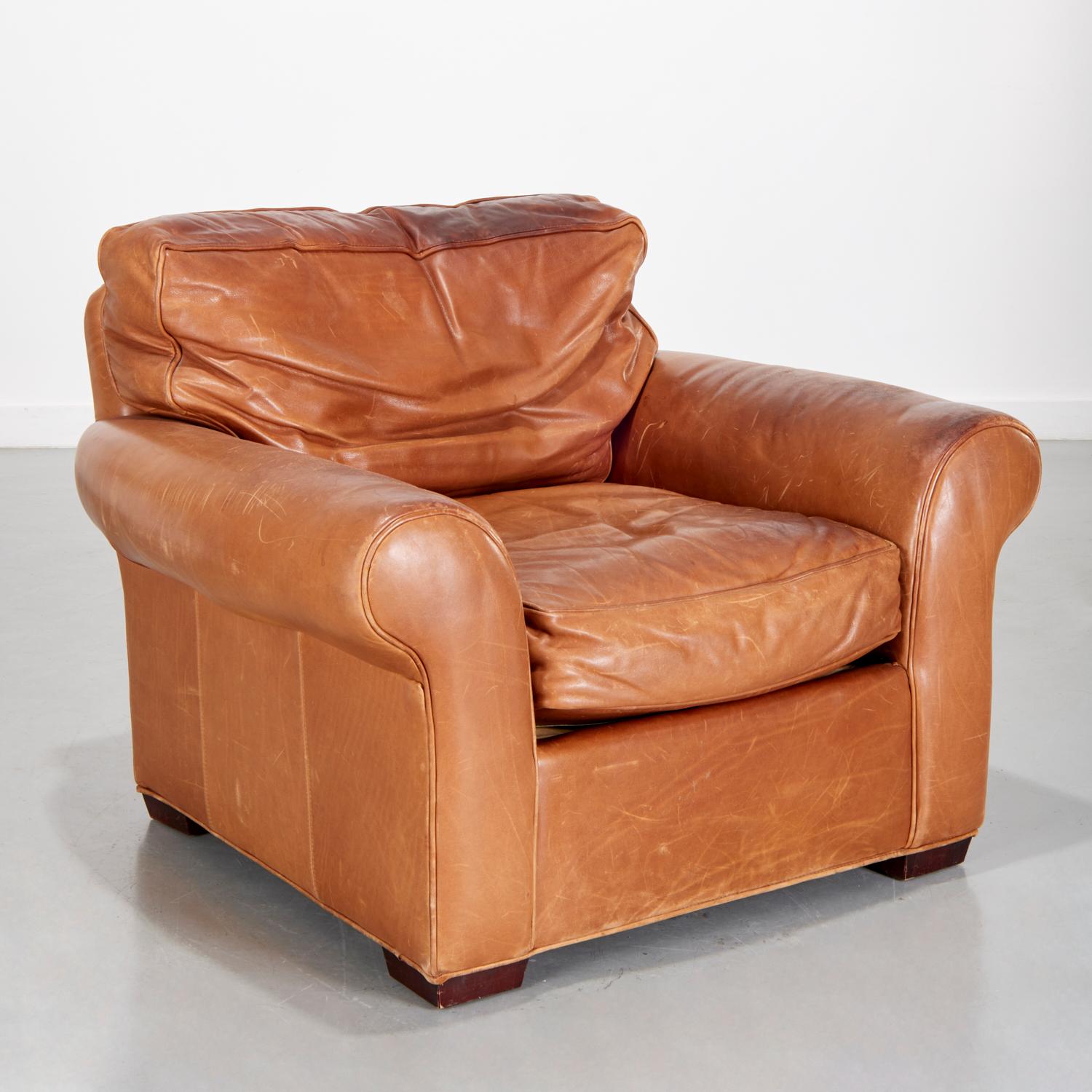 Art Deco Style Leather Club Chair From The Estate of Artist Philip Pearlstein For Sale 4