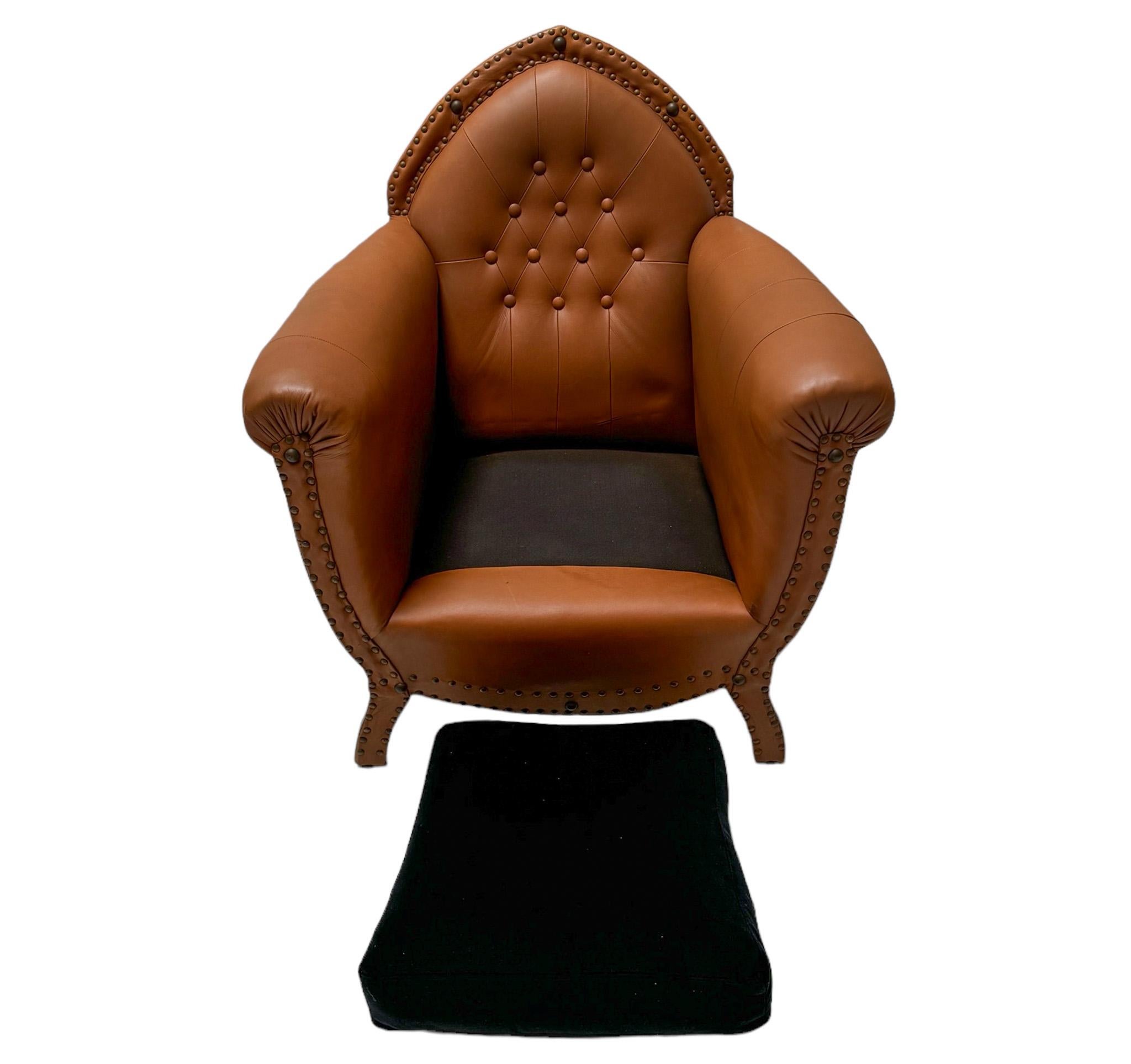 Mid-20th Century Art Deco Style Leather Club or Library Chair, 1940s For Sale