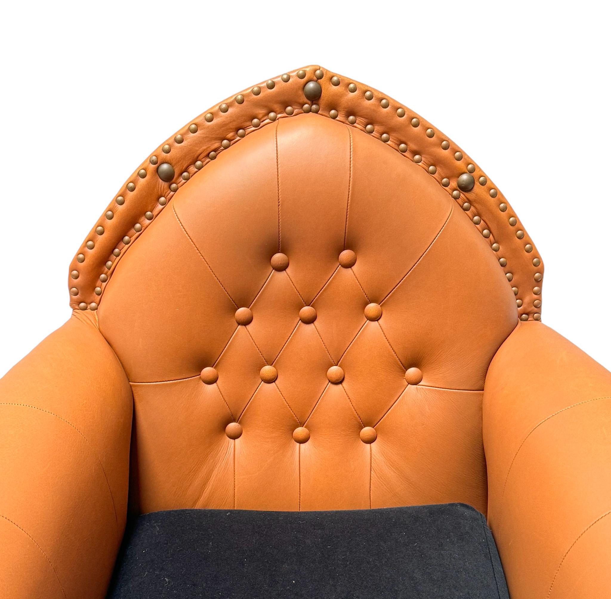 Art Deco Style Leather Club or Library Chair, 1940s For Sale 1