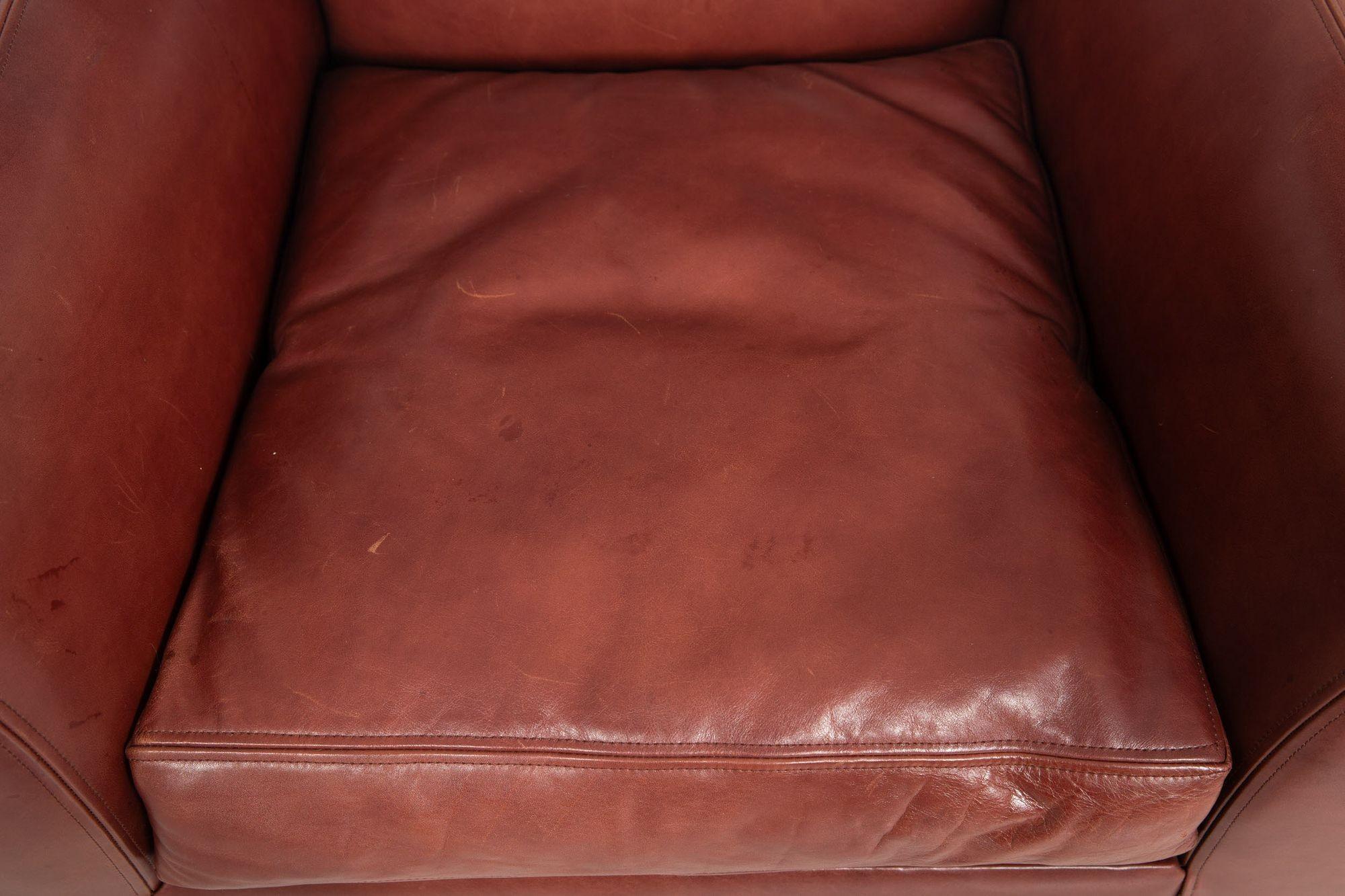 Art Deco Style Leather “Ke-Zu” Club Chair & Ottoman by Dakota Jackson 4