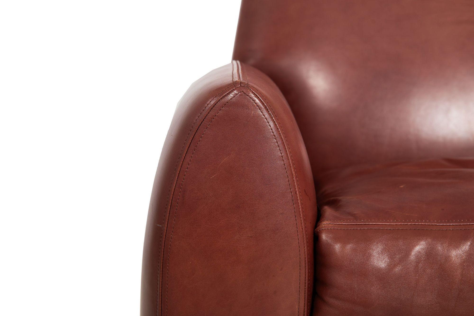 Art Deco Style Leather “Ke-Zu” Club Chair & Ottoman by Dakota Jackson 6
