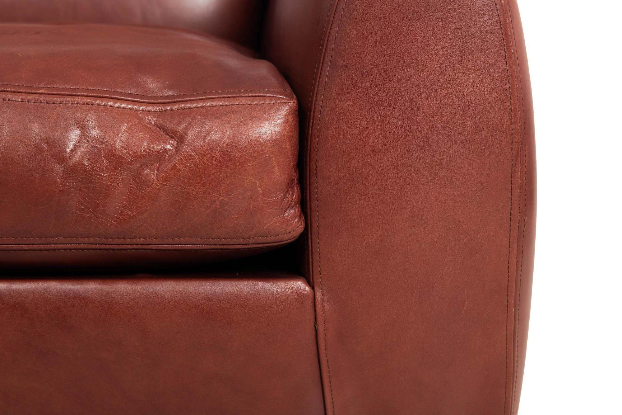 Art Deco Style Leather “Ke-Zu” Club Chair & Ottoman by Dakota Jackson 8