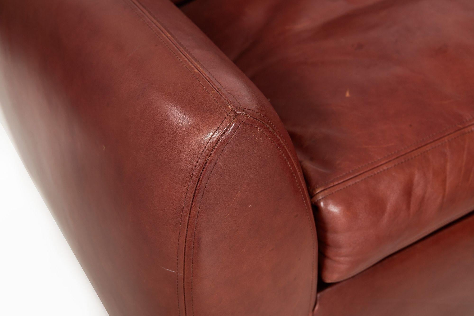 Contemporary Art Deco Style Leather “Ke-Zu” Club Chair & Ottoman by Dakota Jackson