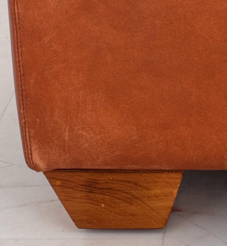 Modern Art Deco Style Leather Ottoman For Sale