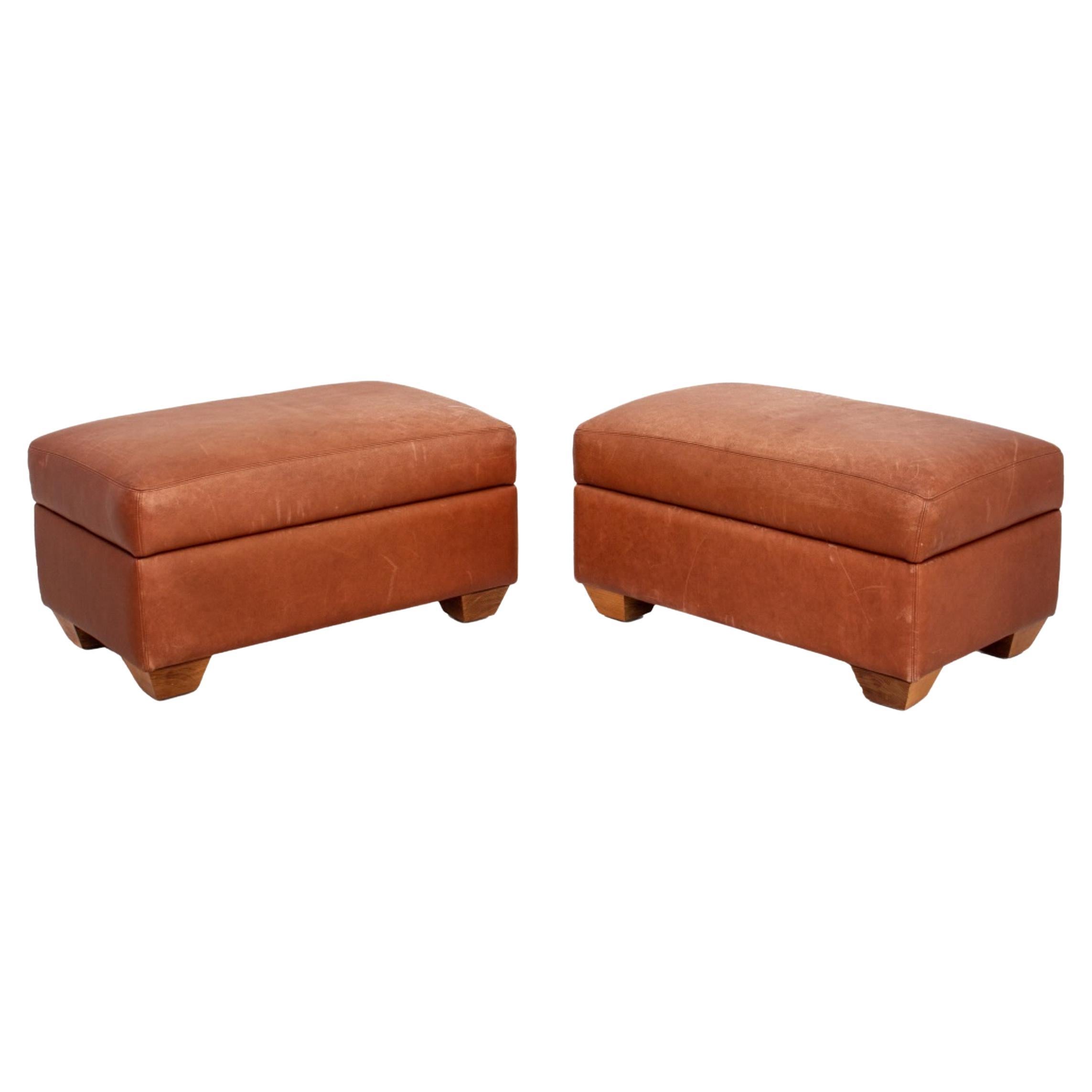 Art Deco Style Leather Ottoman For Sale