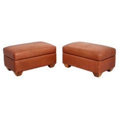 Art Deco Style Leather Ottoman