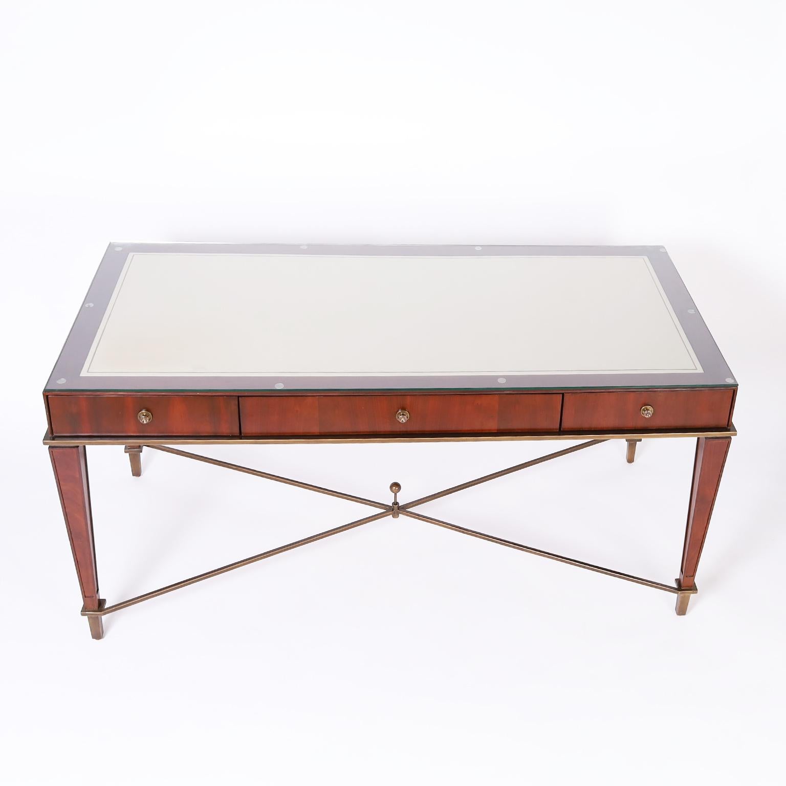 Art Deco Style Leather Top Desk In Good Condition For Sale In Palm Beach, FL