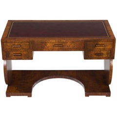 Used Art Deco Style Leather Top Small Writing Desk