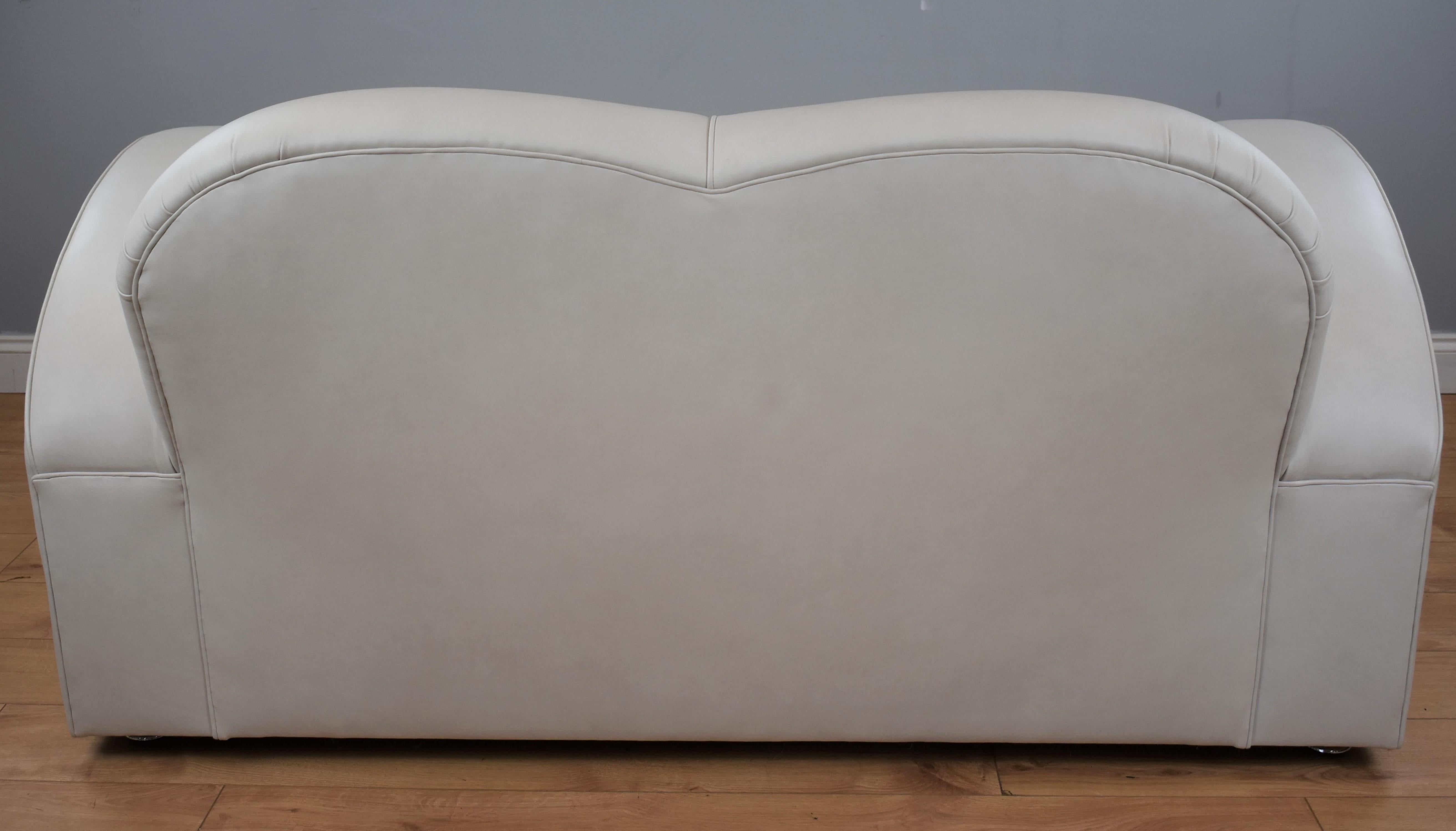 Mid-20th Century Art Deco Style Leather Two-Seat Sofa