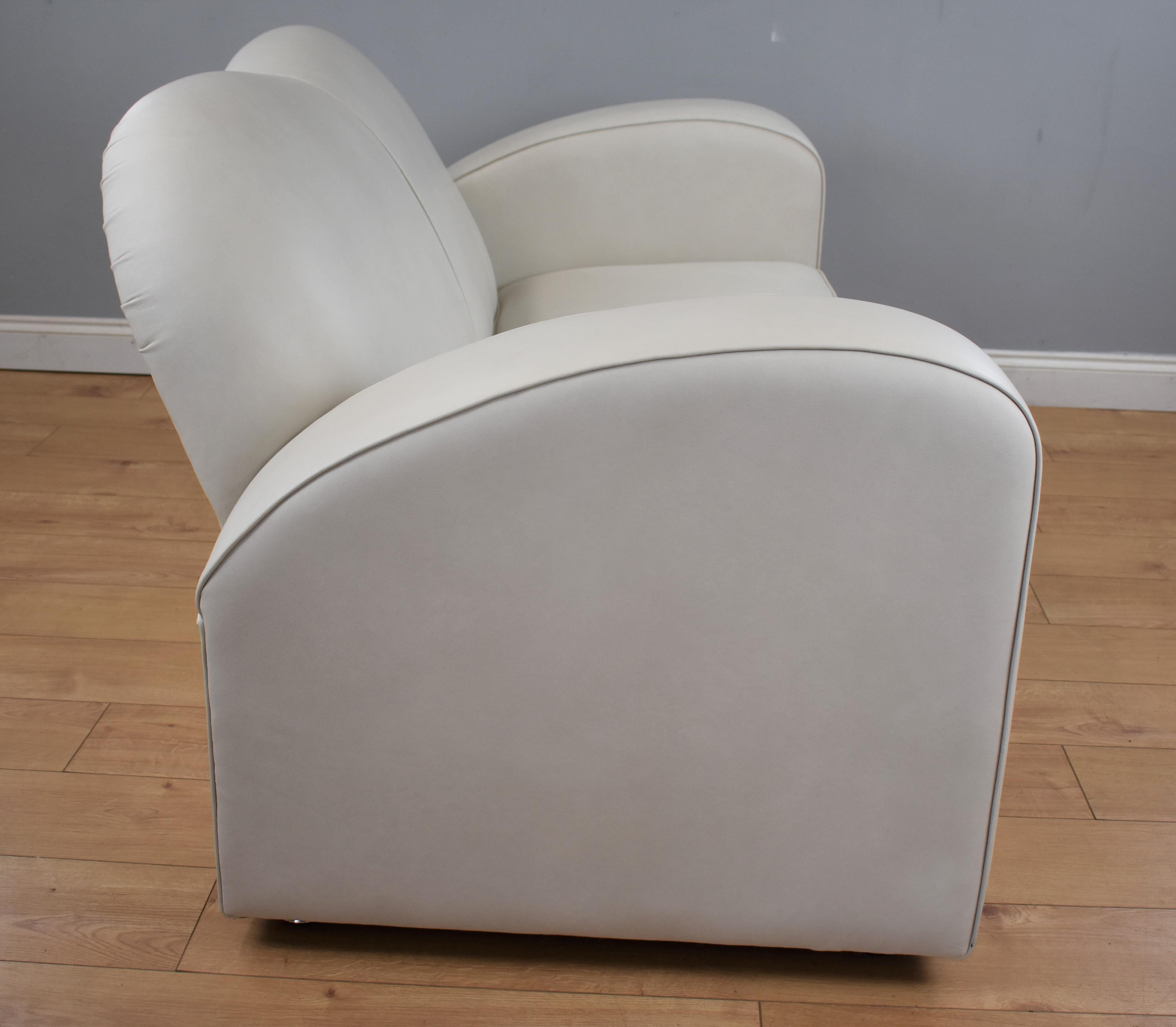 Art Deco Style Leather Two-Seat Sofa 1