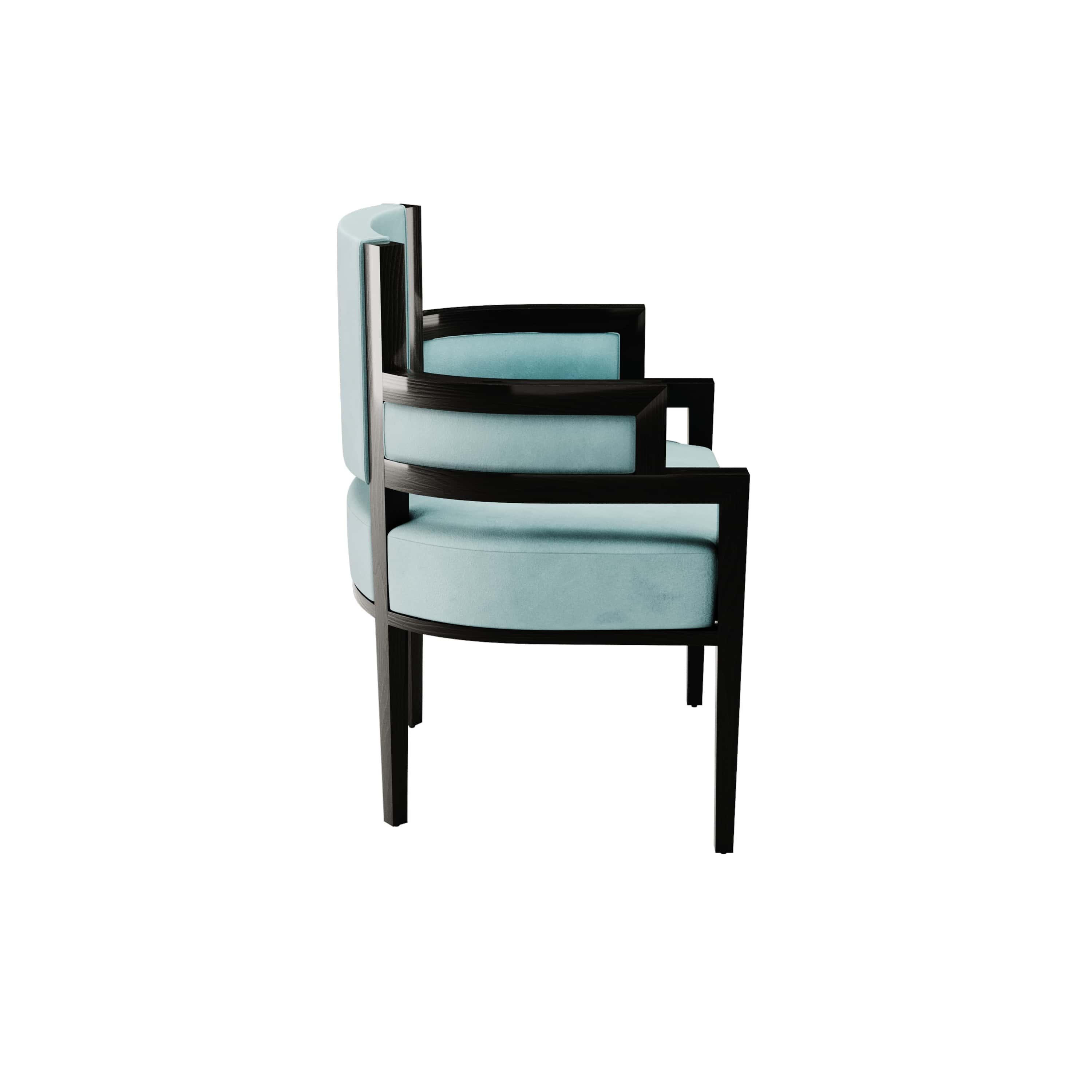 Modern Art Deco Style Light Blue Velvet Upholstery Chair Dining Room Chair For Sale