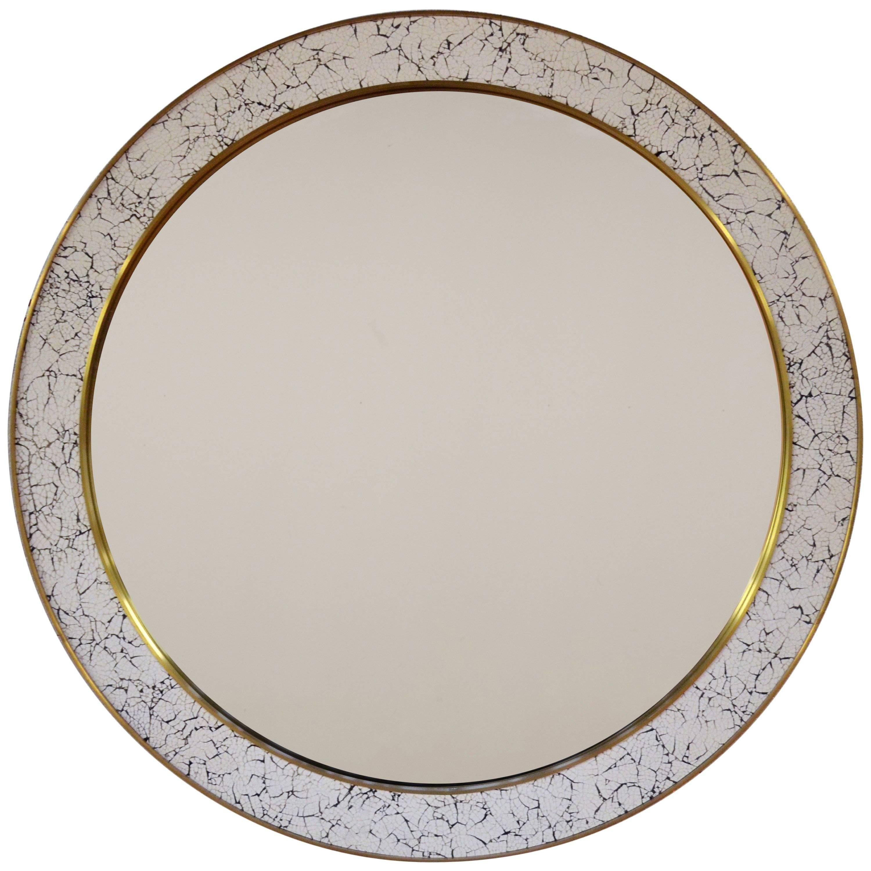 Art Deco Style L’oeuf Mirror with Hand-Cracked Eggshell and Lacquer Frame For Sale