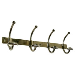 Art Deco Style Long Chrome Coat Rack, Hat and Coat Hooks
