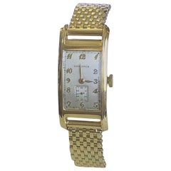 Vintage Art Deco Style Longines 14-Karat Yellow Gold Bracelet Watch, 1943