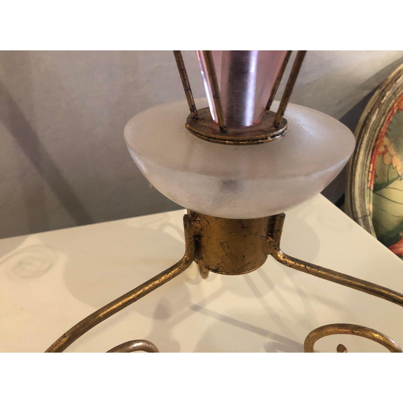 Art Deco Style Lucite and Gilt Metal Candlestick, a Pair For Sale 4