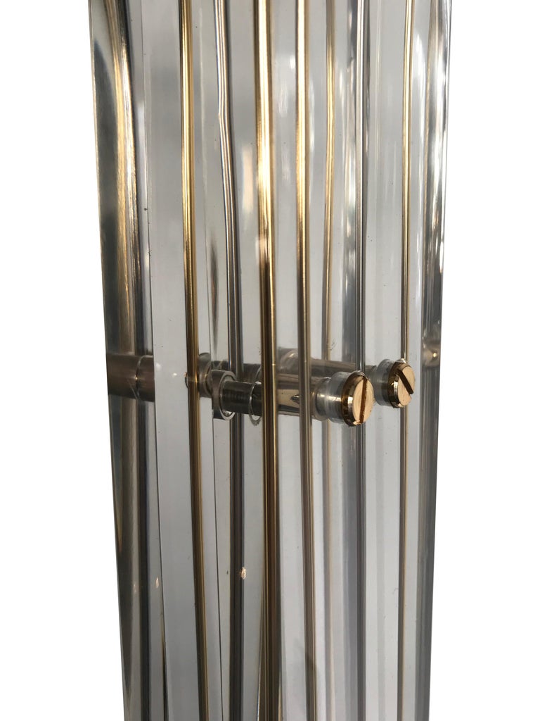 Art Deco Style Lucite and Gilt Metal Floor Lamp For Sale at 1stDibs