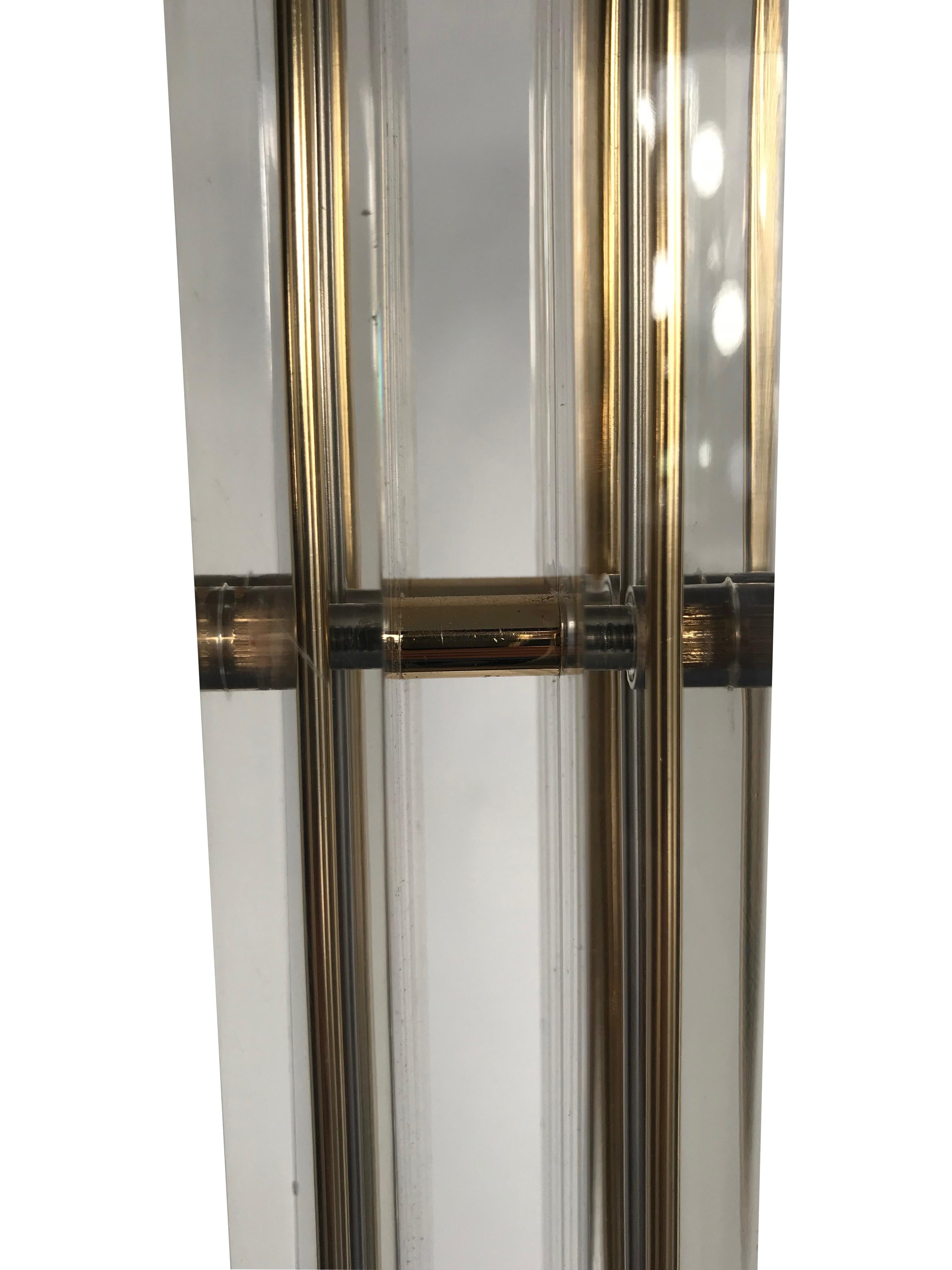 Art Deco Style Lucite and Gilt Metal Floor Lamp For Sale 5