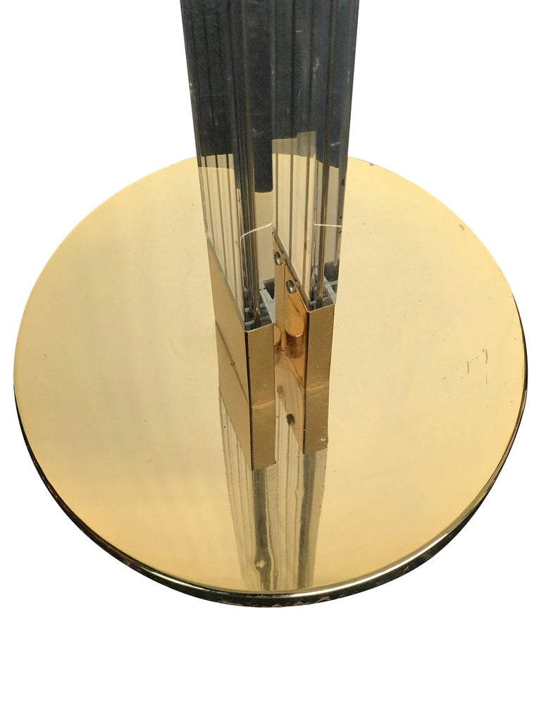 Art Deco Style Lucite and Gilt Metal Floor Lamp For Sale at 1stDibs