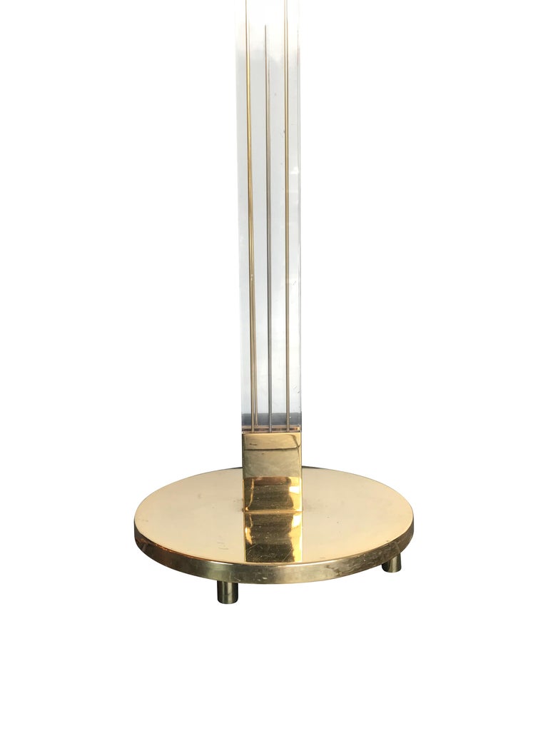 Art Deco Style Lucite and Gilt Metal Floor Lamp For Sale at 1stDibs