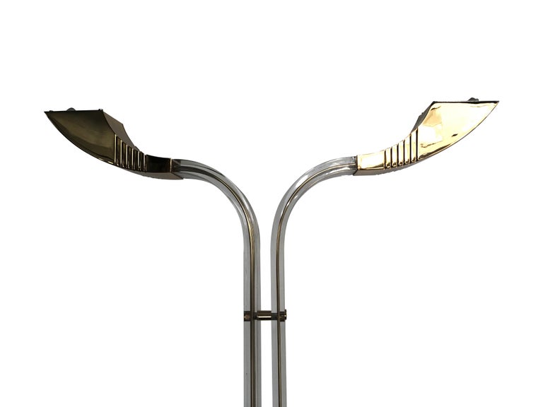 Art Deco Style Lucite and Gilt Metal Floor Lamp For Sale at 1stDibs