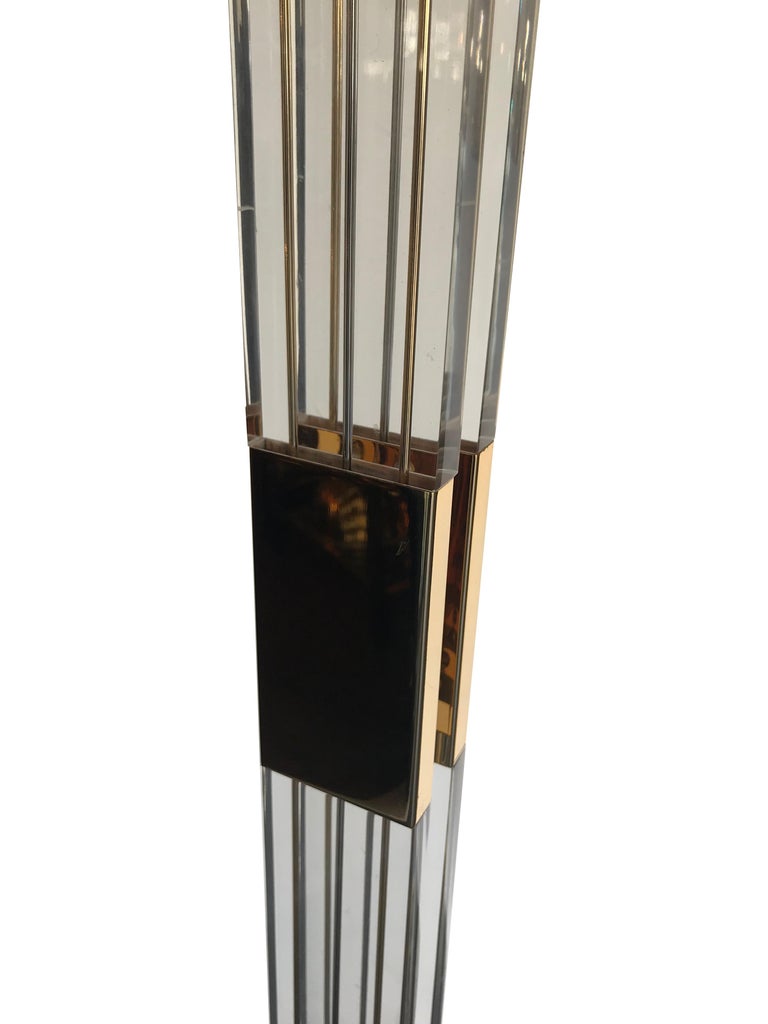 Art Deco Style Lucite and Gilt Metal Floor Lamp For Sale at 1stDibs