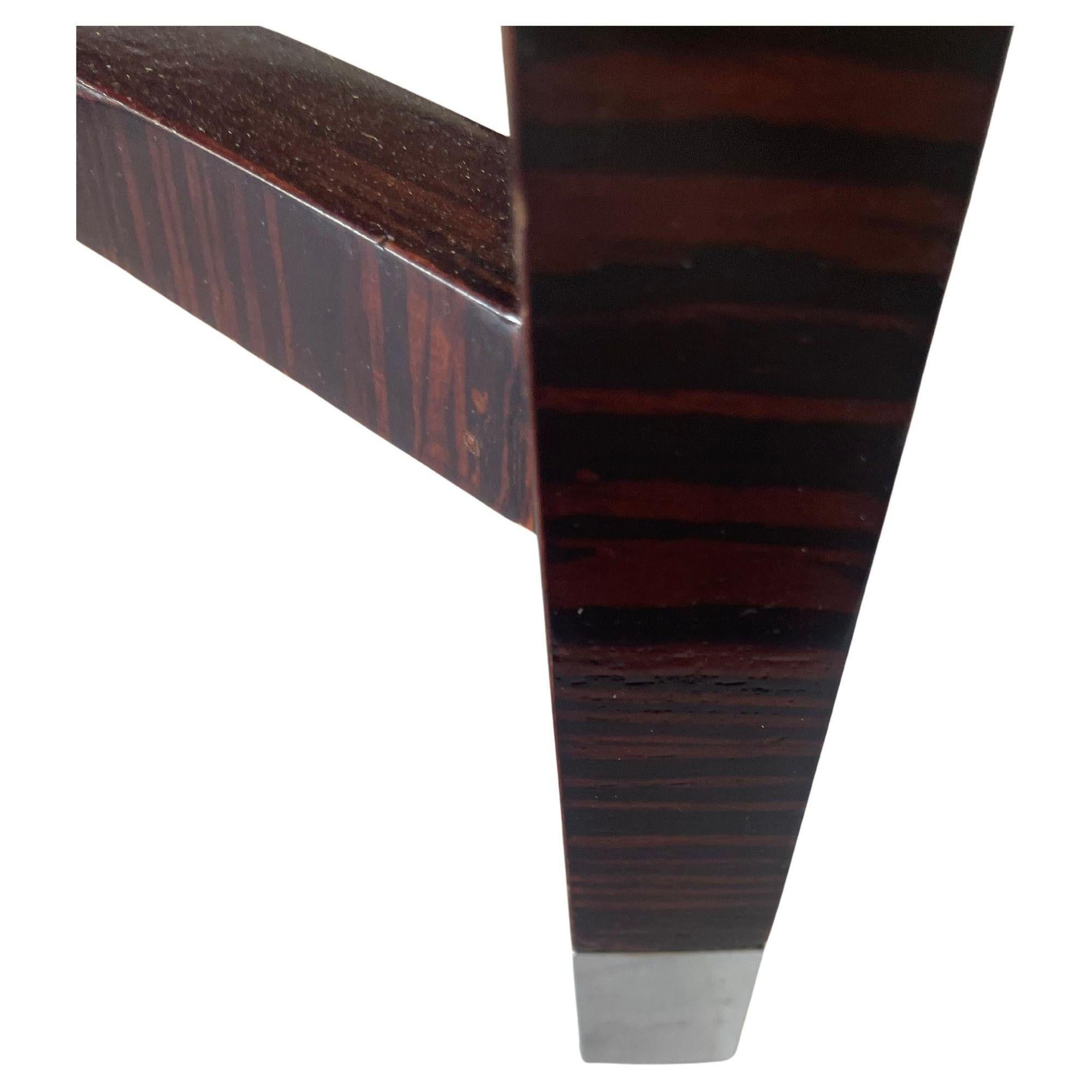 Art Deco Stil Makassar Holz & Shagreen Couchtisch w / Nickel. Italien, 1970er Jahre. im Angebot 2
