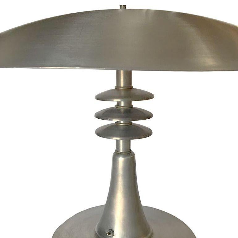 American Art Deco Style Machine Age Table Lamp w/ Large 14