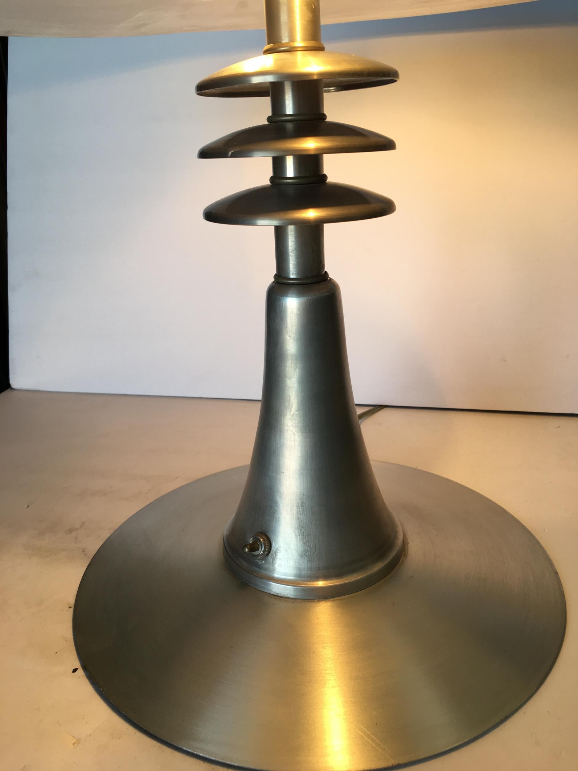 Art Deco Style Machine Age Table Lamp with Large Spun Aluminum Shade For  Sale at 1stDibs