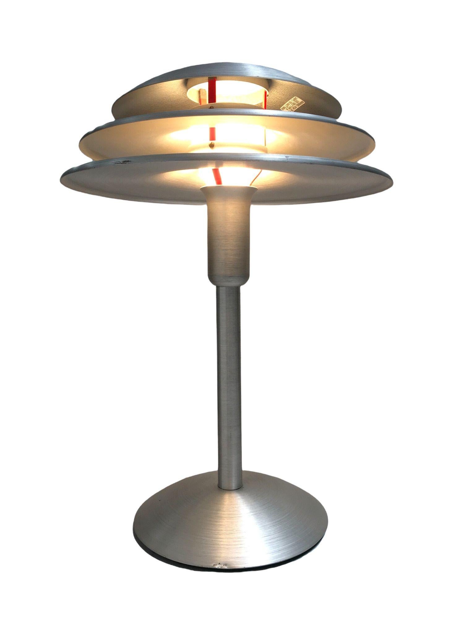 American Art Deco Style Machined Brushed Spun Aluminum Desk Lamps