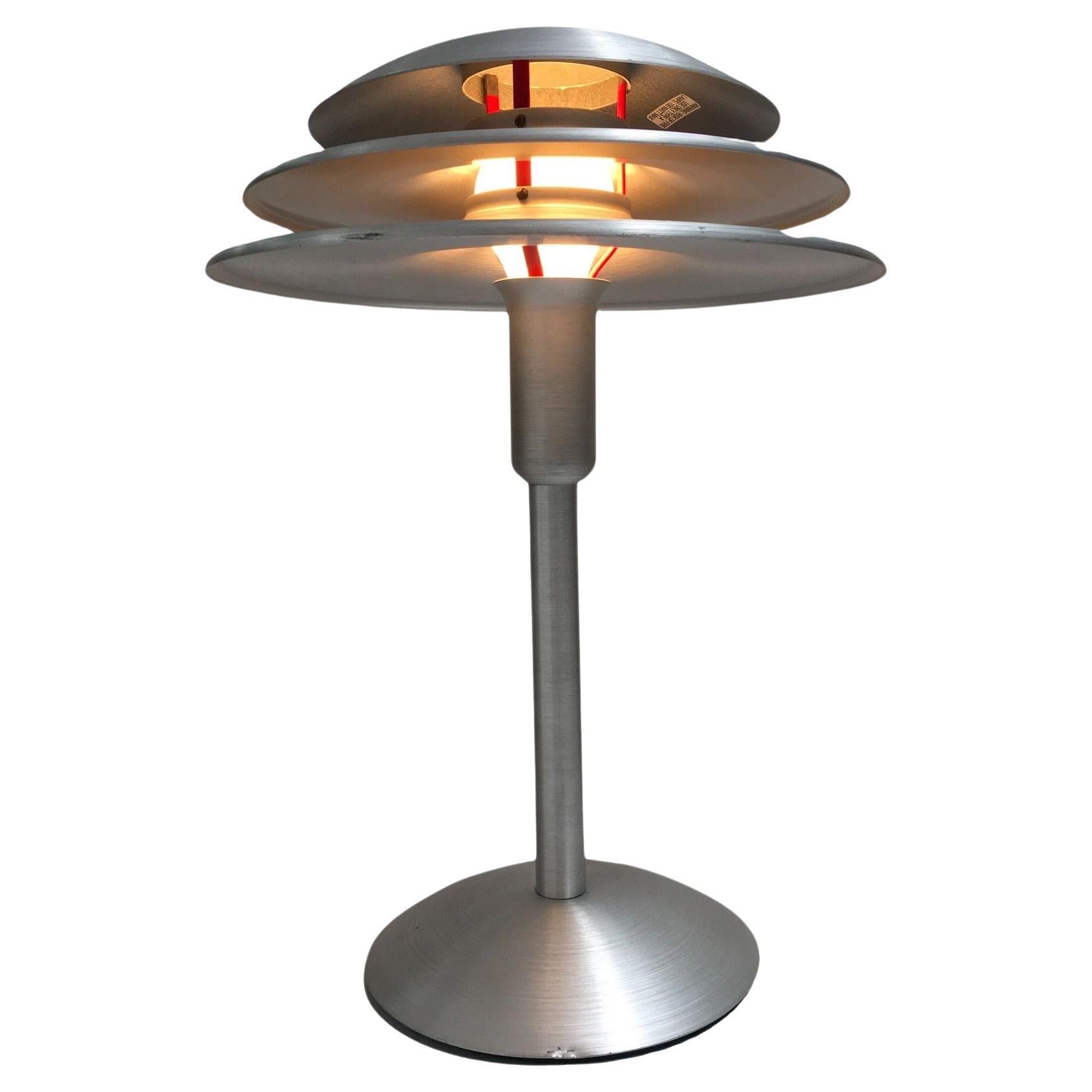 Art Deco Style Machined Brushed Spun Aluminum Desk Lamps