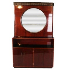 Art Deco Style Mahogany 3 Piece Cabinet With Mirror and Floating Bar