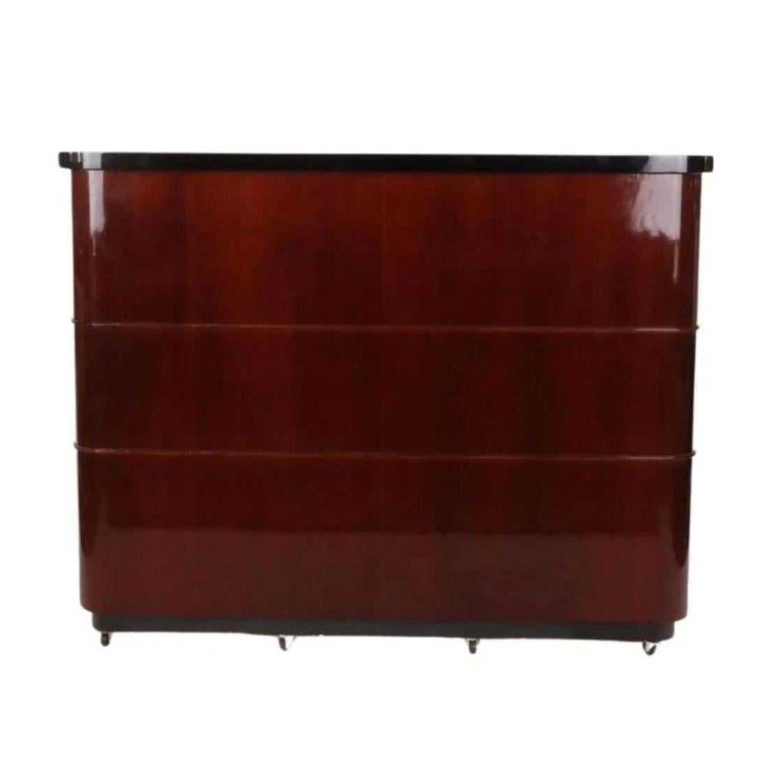Lacquered Art Deco Style Mahogany 3 Piece Cabinet With Mirror and Floating Bar For Sale