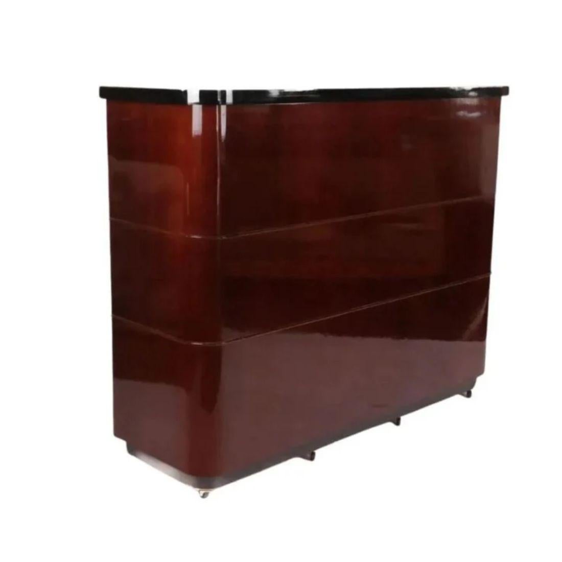 Art Deco Style Mahogany 3 Piece Cabinet With Mirror and Floating Bar In Good Condition For Sale In Locust Valley, NY