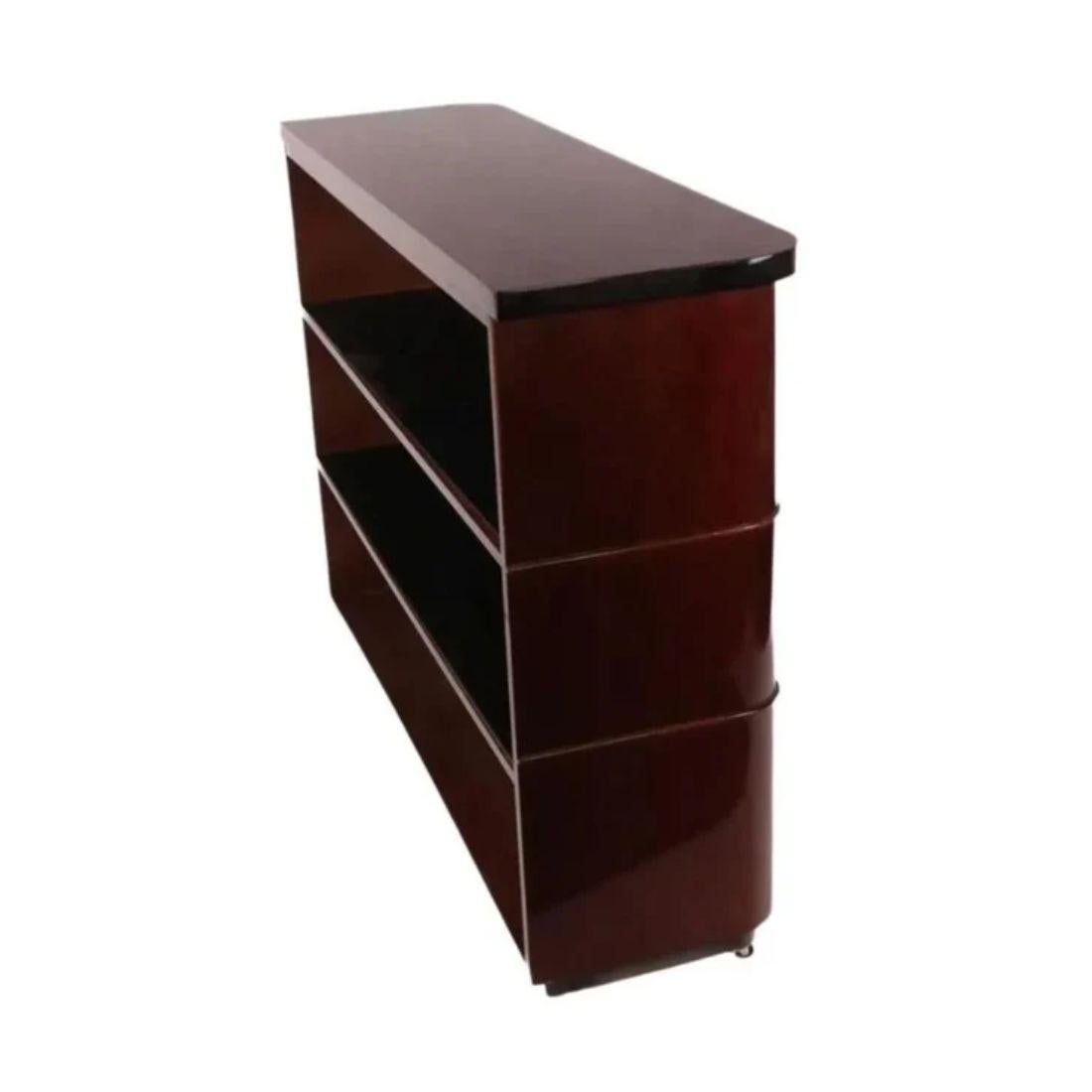 20th Century Art Deco Style Mahogany 3 Piece Cabinet With Mirror and Floating Bar For Sale