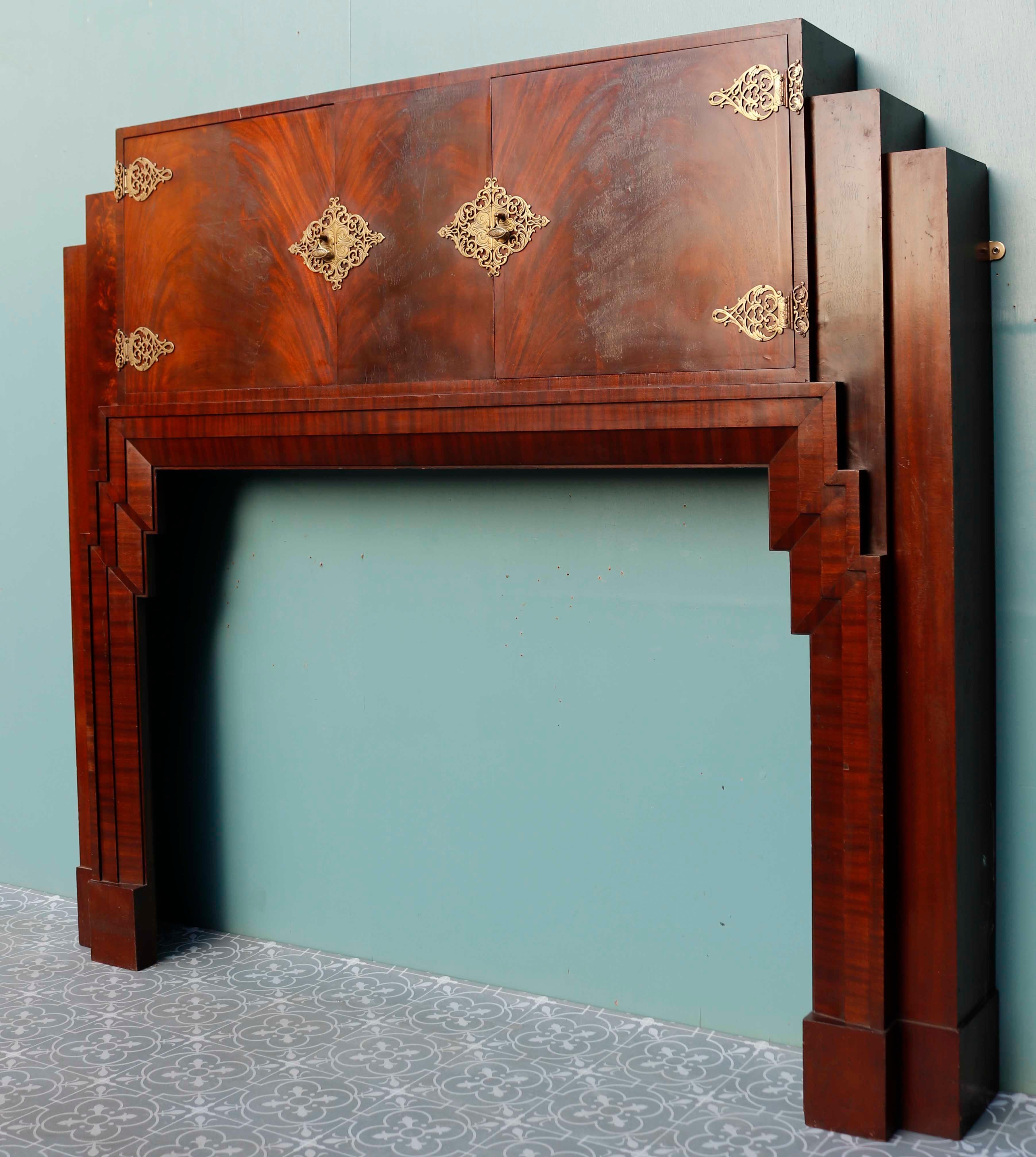 Art Deco Style Mahogany Fireplace For Sale 1