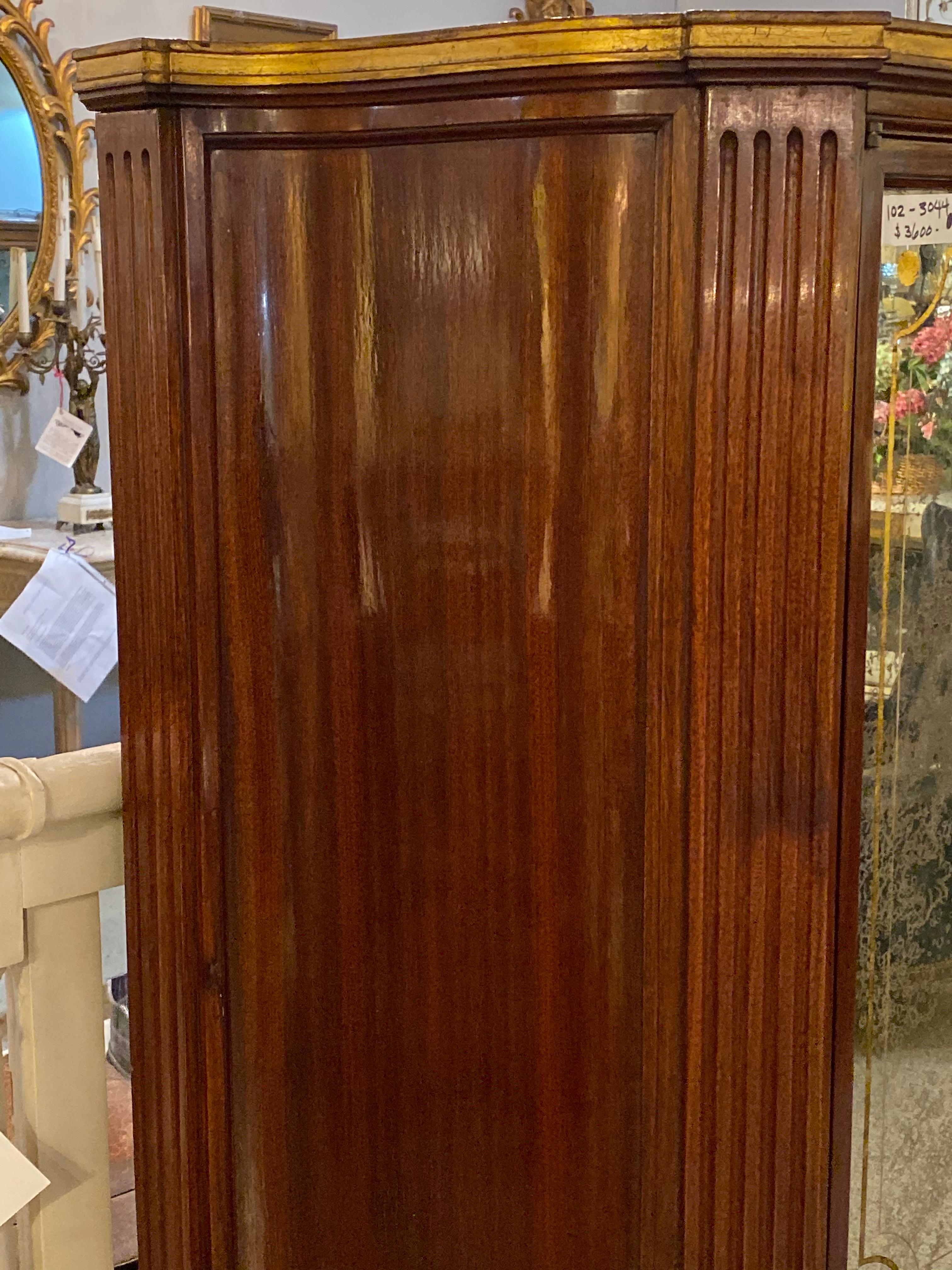 Art Deco Style Mahogany French Bar Or Serving Cabinet Distressed Mirror Doors 7