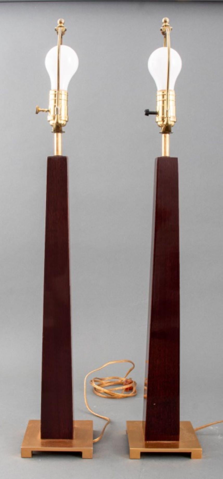 Art Deco Style Mahogany Table Lamps, Pair In Good Condition For Sale In New York, NY