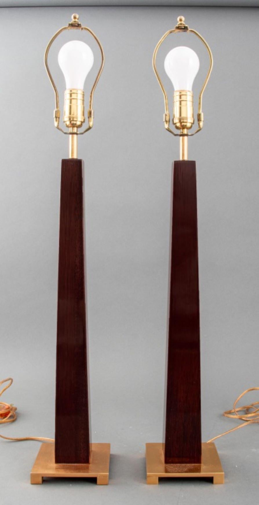 20th Century Art Deco Style Mahogany Table Lamps, Pair For Sale