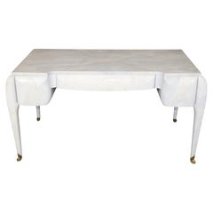 Scrivania in ottone e pelle stampata shagreen di Maitland Smith in stile Art Déco